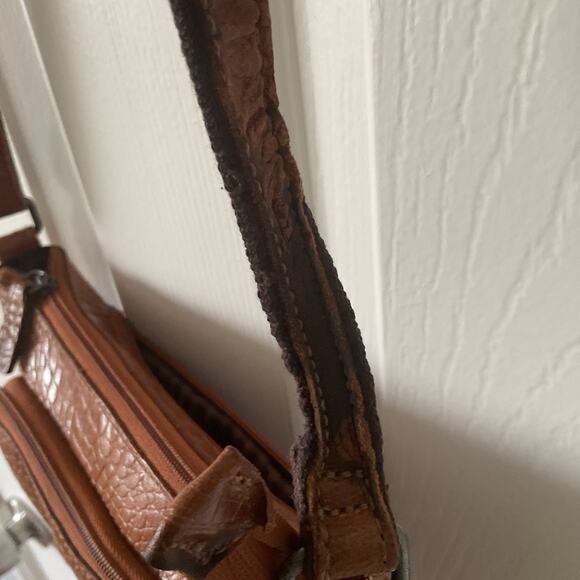 Jack Georges Bag Buffalo Leather Croc Hornback City Crossbody Zippered Handmade - Picture 3 of 7